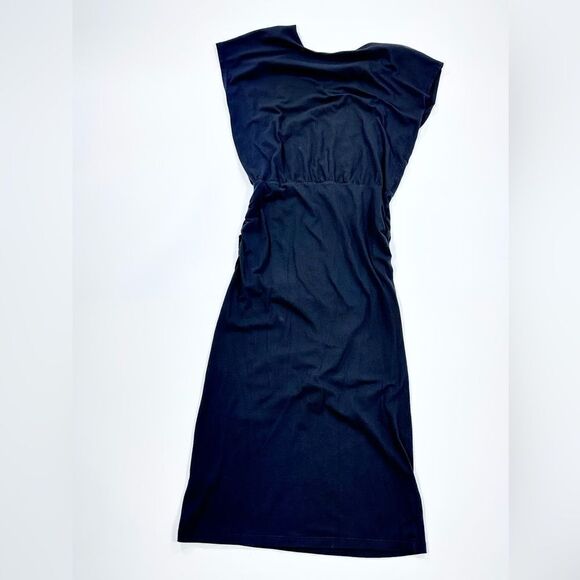 Athleta cinch black stretch drop waist mid length dress M - Picture 3 of 10